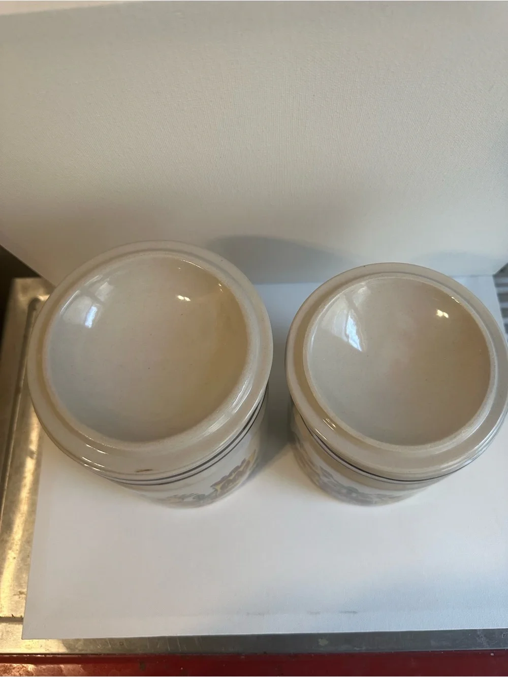 Set of 2 Vintage Retro Ceramic Bird Canister Set